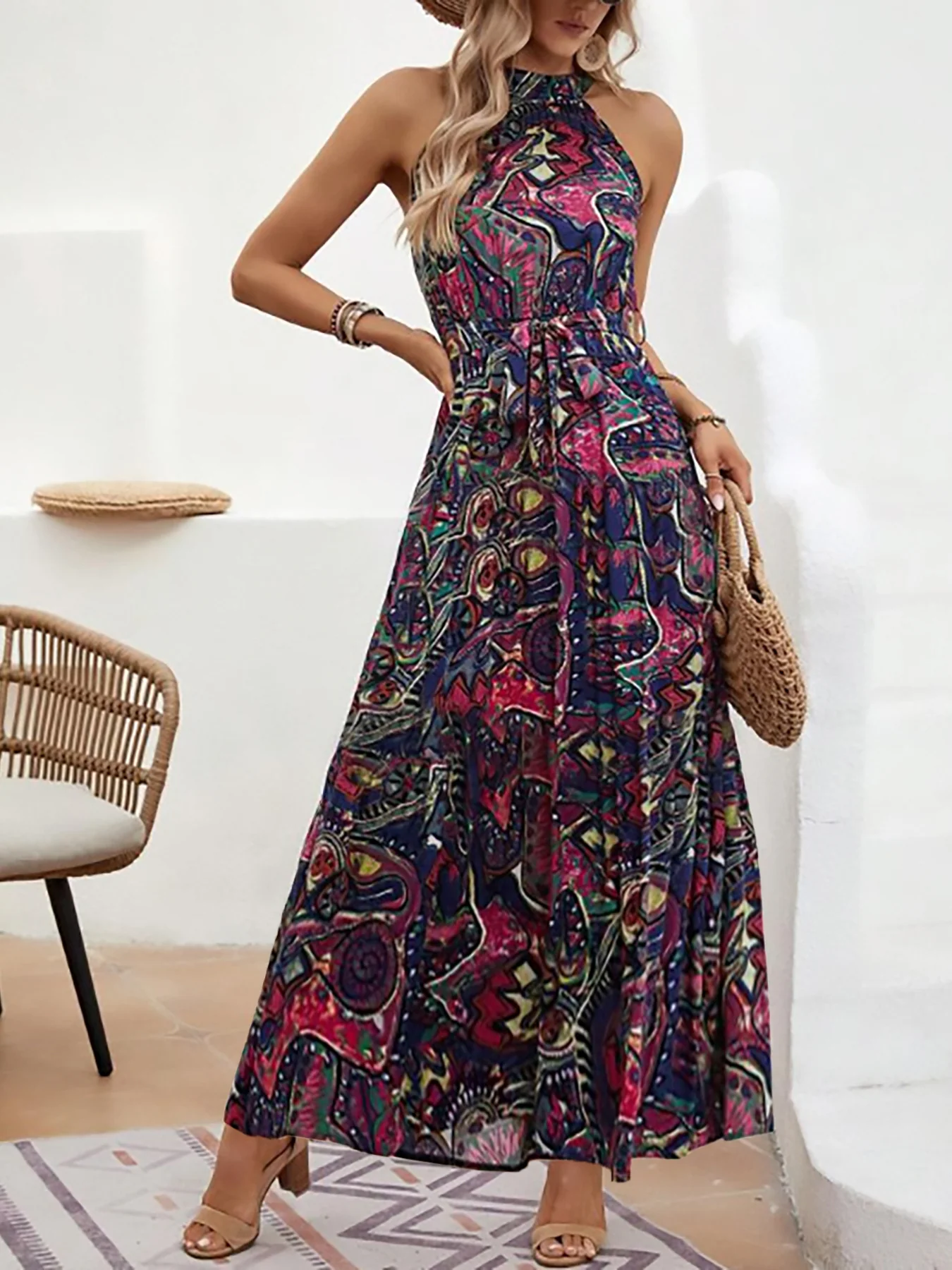 New Bohemian Retro Hammer Neck Dress Women